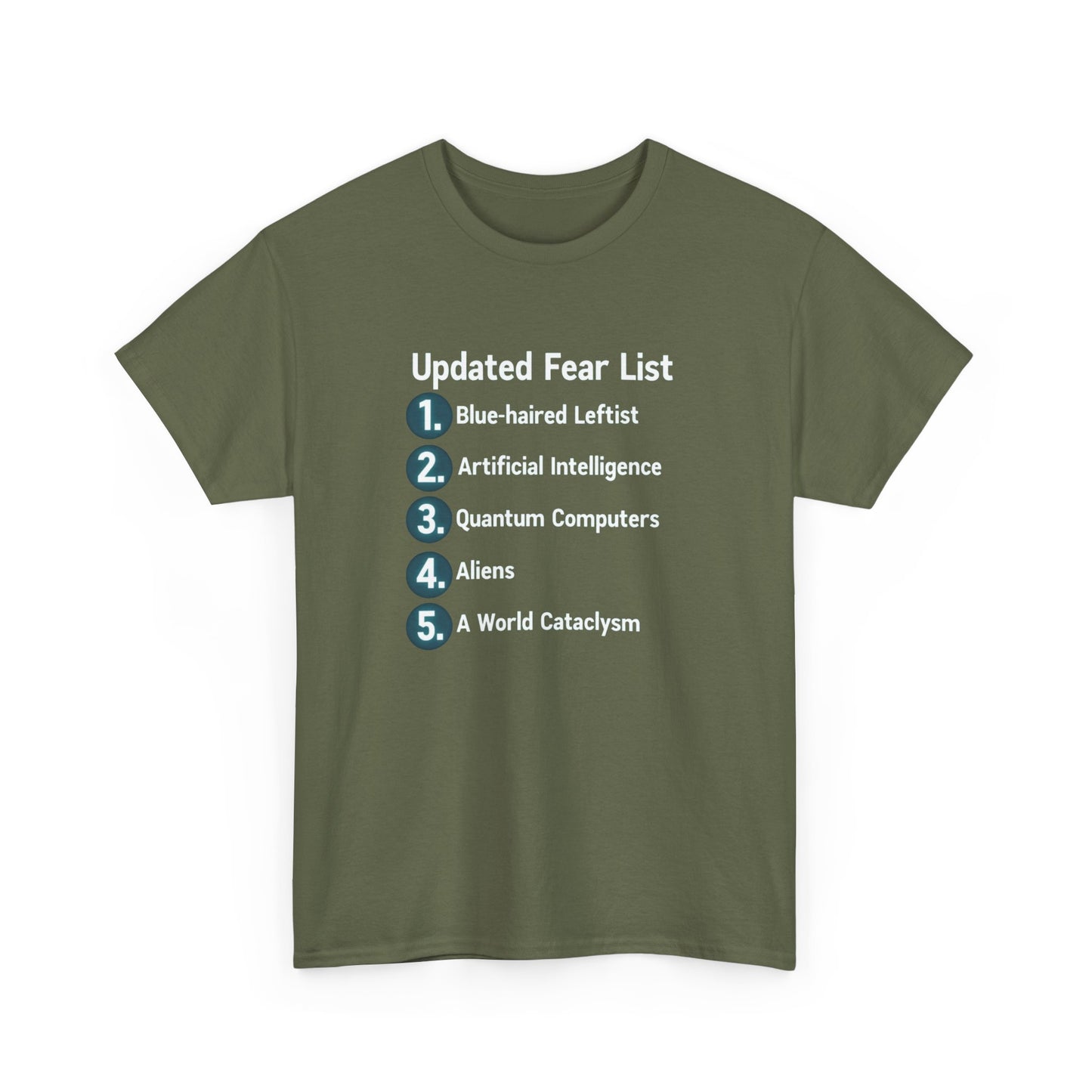 Updated Fear List Graphic Tee — Political Humor T-Shirt