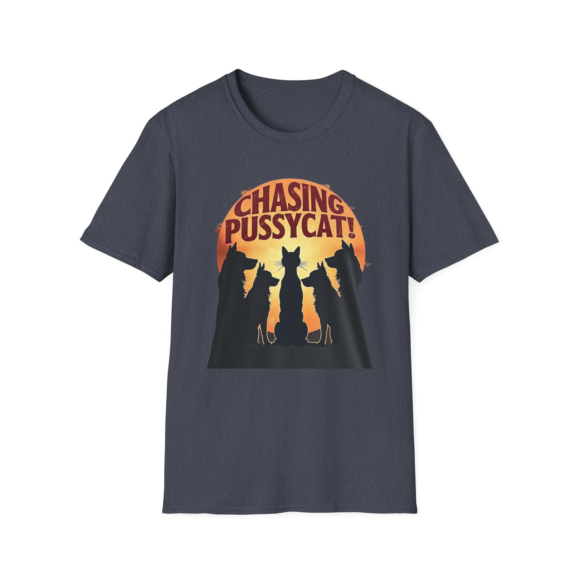 Chasing Pussycat Unisex Softstyle T-Shirt, Fun Cat Lovers Tee, Gift for Animal Enthusiasts, Quirky Casual Wear, Perfect for Festivals [...] - Psychonaut Swag