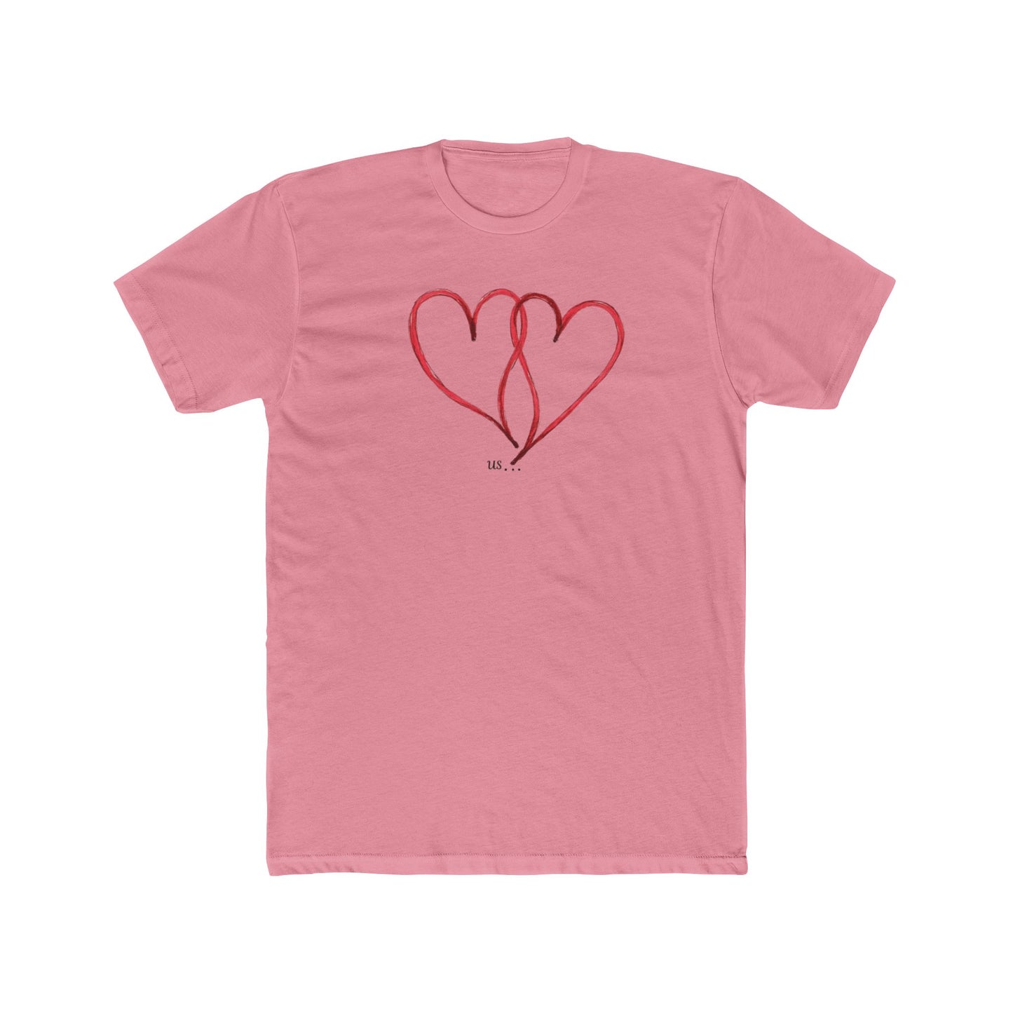 Heart Line Art T‑Shirt — Minimal Red Double Heart Tee