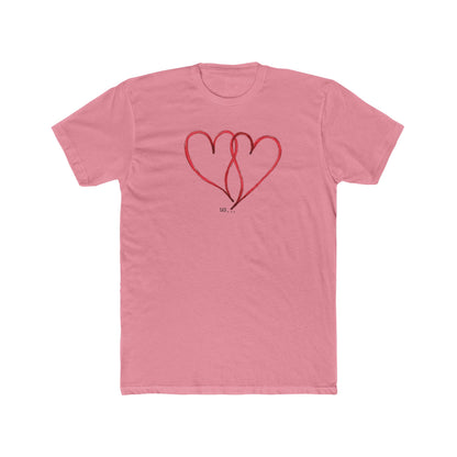 Heart Line Art T‑Shirt — Minimal Red Double Heart Tee