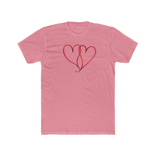 Heart Line Art T‑Shirt — Minimal Red Double Heart Tee
