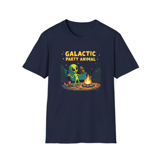 Galactic Party Animal T-Shirt - Unisex Softstyle Tee for Fun Gatherings - Psychonaut Swag