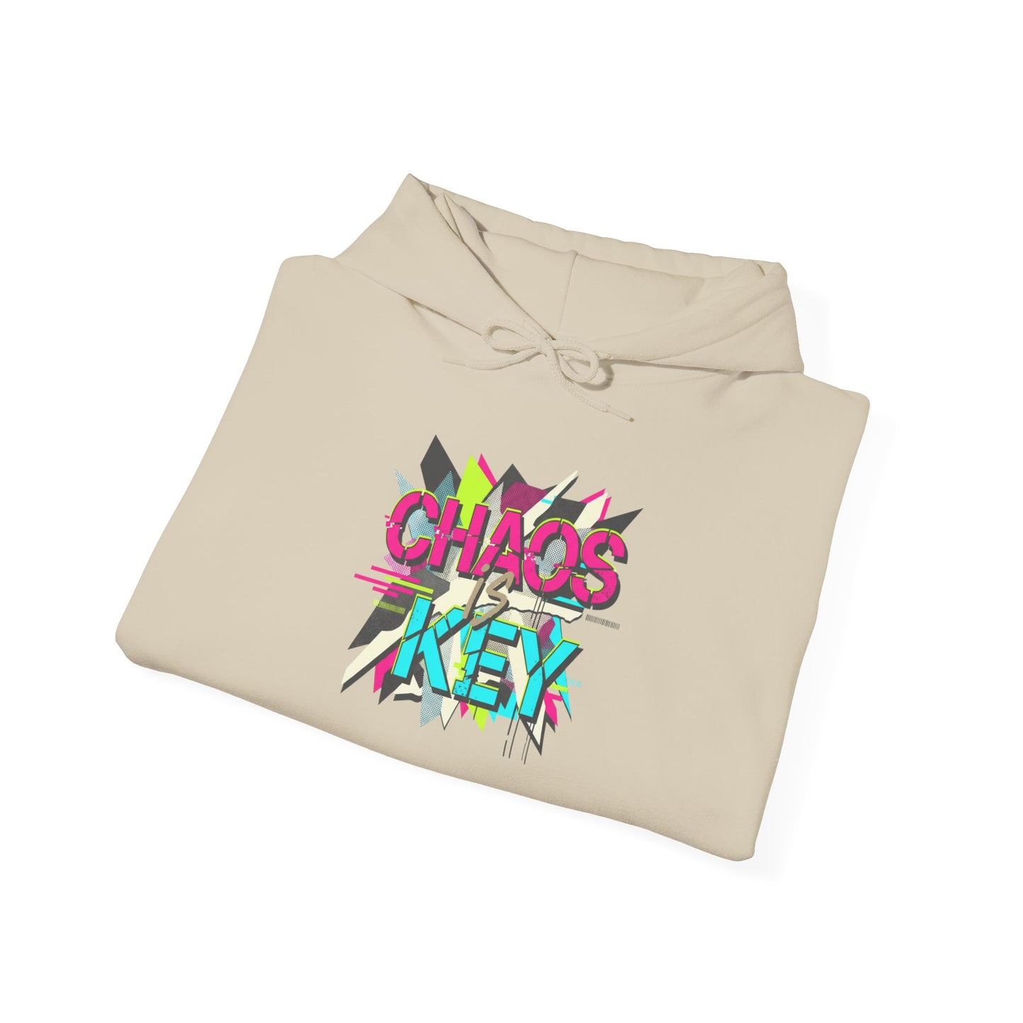 Chaos Key Hoodie — Retro Neon Graphic Pullover