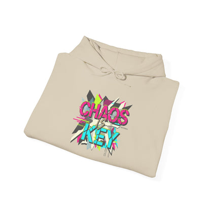 Chaos Key Hoodie — Retro Neon Graphic Pullover