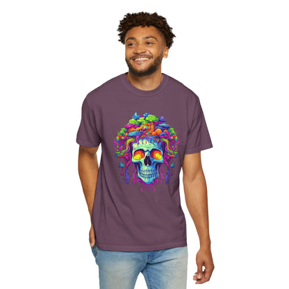 Trippy Skull Vibe, Unisex Garment-Dyed T-shirt