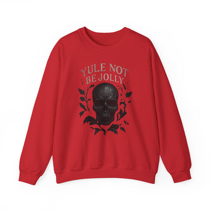 Holiday Crewneck Sweatshirt — “Yule Not Be Jolly” Skull Christmas Sweater