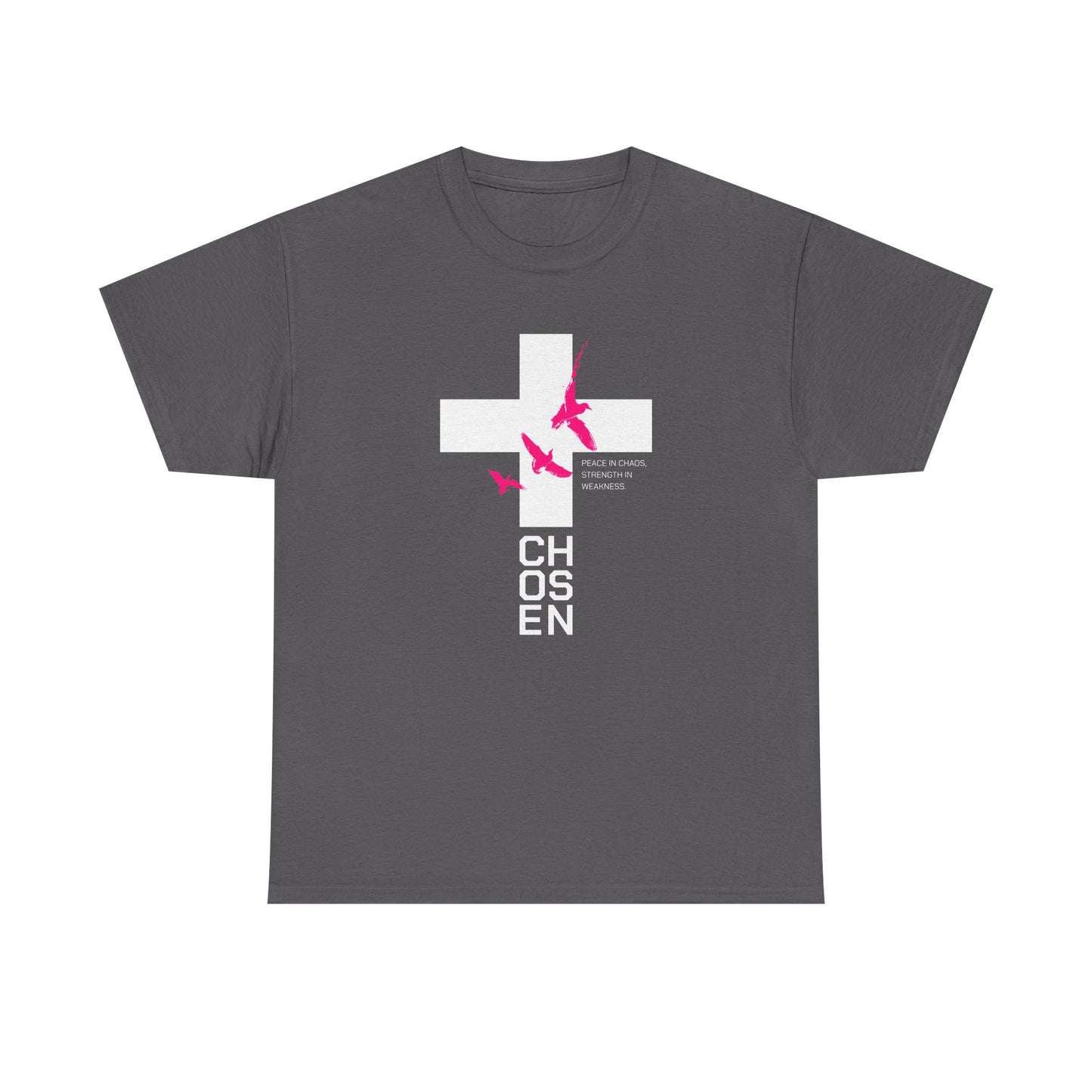 Chosen Cross T-Shirt — Bold Faith Graphic Tee with Pink Birds