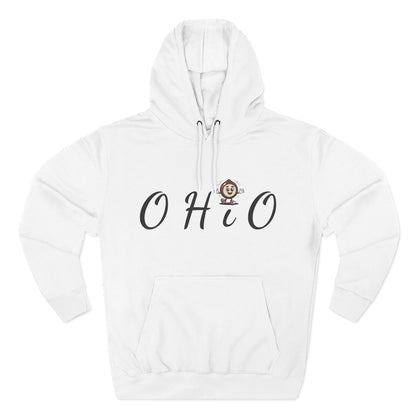 Ohio Script Hoodie with Cute Buckeye Mascot