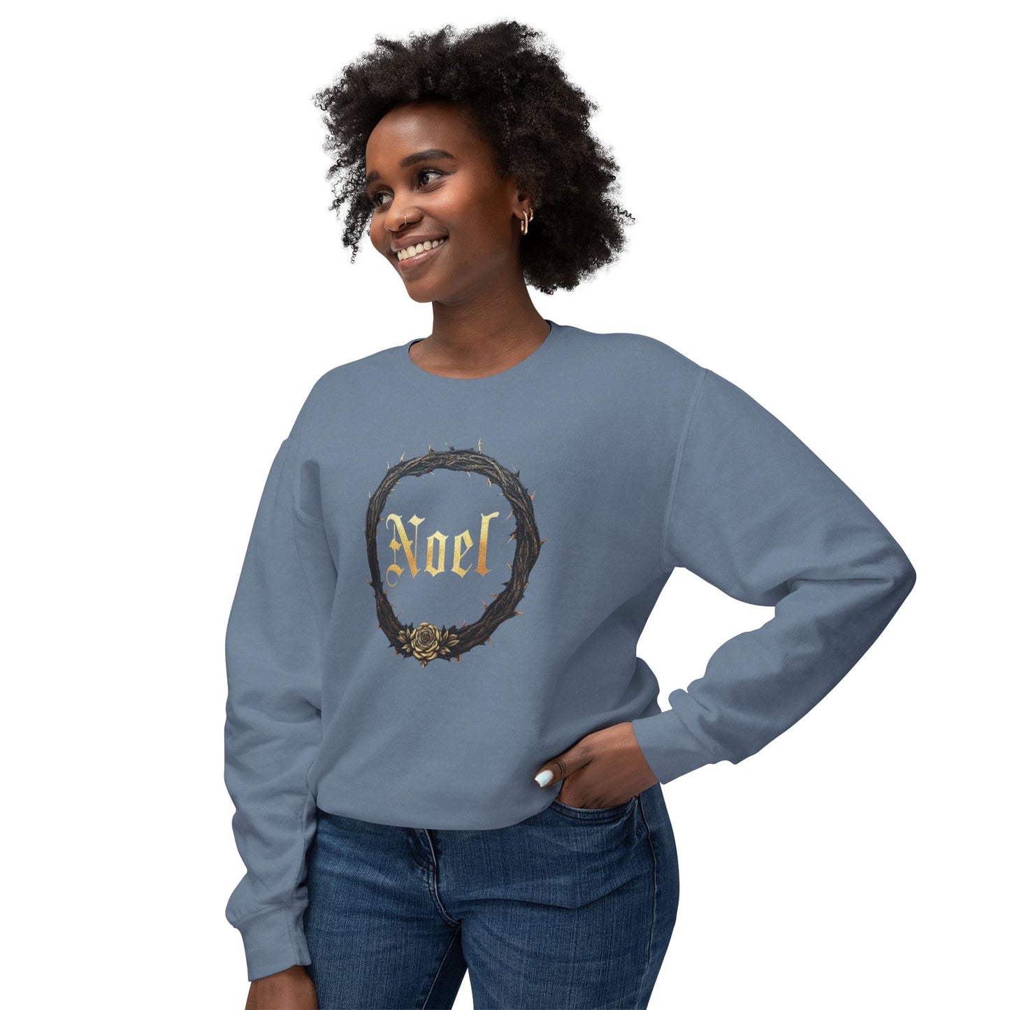 Noel Christmas Sweatshirt — Green Velvet Wreath Holiday Crewneck