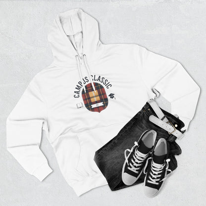 Campfire Classic Plaid Hoodie — Vintage Camping Fleece Pullover