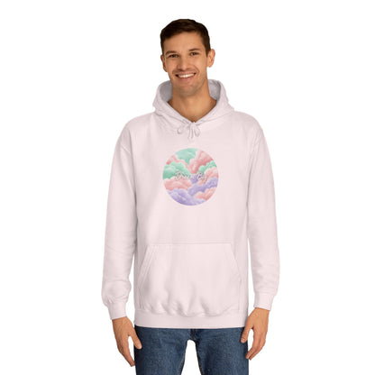 Pastel Cloud Circle Hoodie — Dreamy Vaporwave Pullover for Teens & Students