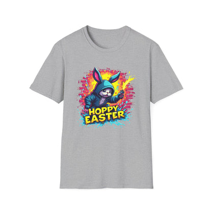 Easter Bunny 'Hoppy Easter' T-Shirt — Colorful Neon Bunny Graphic Tee