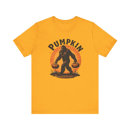 Pumpkin Bigfoot T-Shirt – Unisex Harvest Tee for Fall, Halloween, Autumn Celebrations, Gift for Nature Lovers, Casual Wear