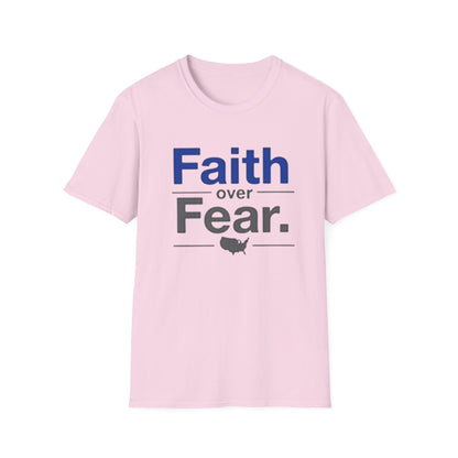 Faith Over Fear Unisex Softstyle T-Shirt | Inspirational Tee for Motivational Gifts, Everyday Wear, Faith, Courage, Positive Vibes - Psychonaut Swag
