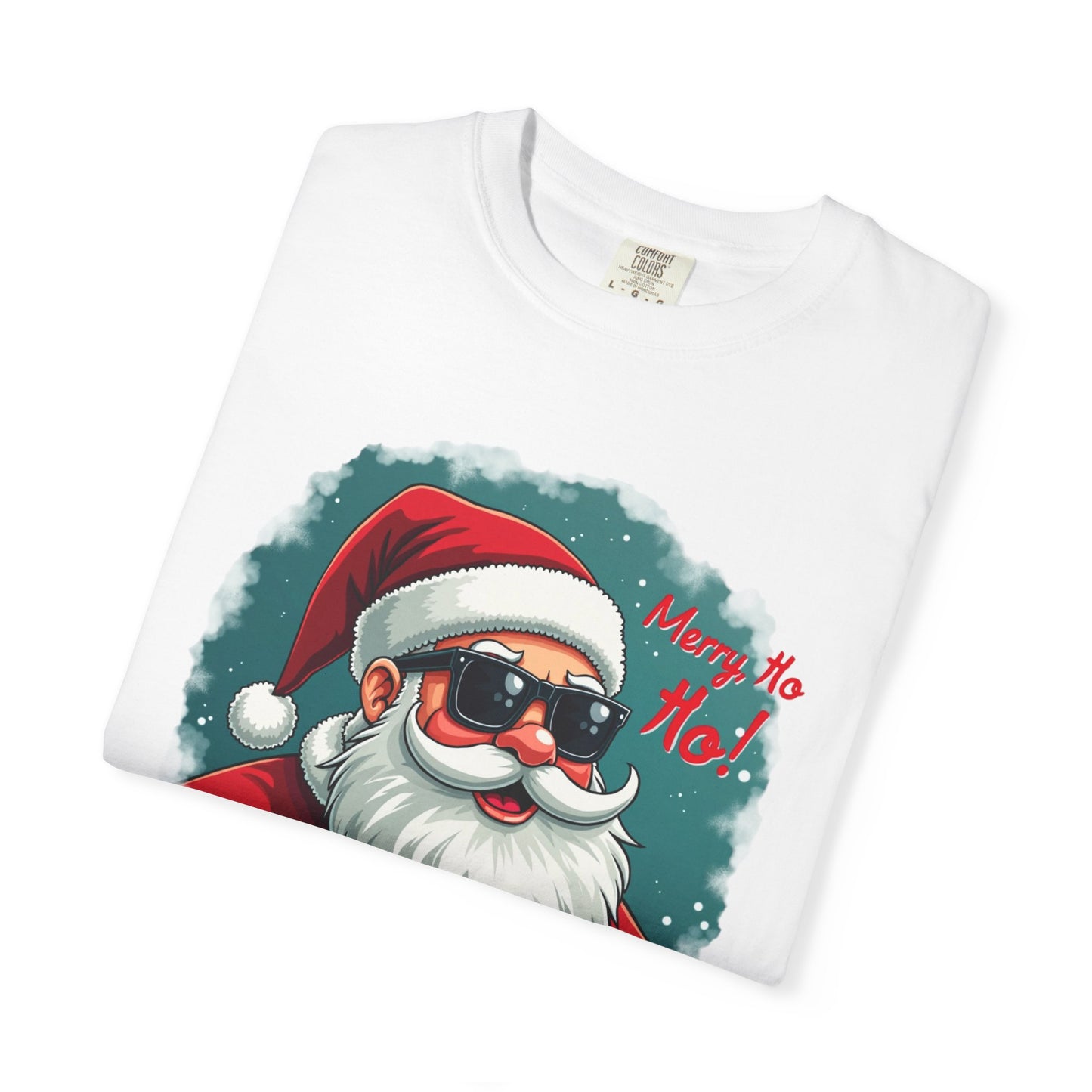 Santa Sunglasses T-Shirt — "Merry Ho Ho!" Cool Retro Christmas Tee
