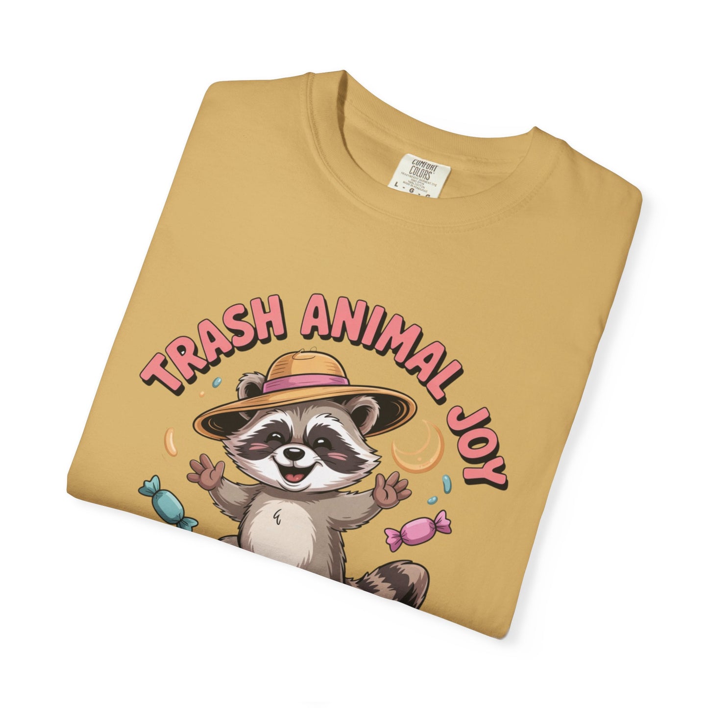 Trash Animal Joy Raccoon T-Shirt — Cute Candy-Loving Graphic Tee