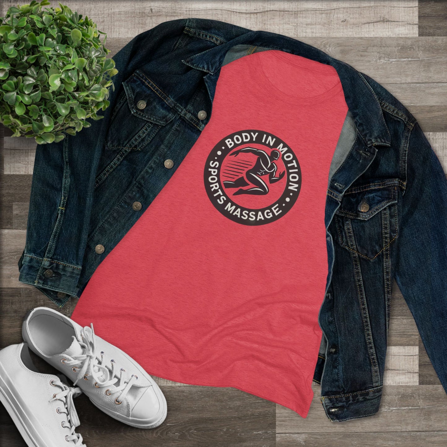 Sports Massage, Women’s Triblend Tee — "Body in Motion Sports Massage" Logo Shirt