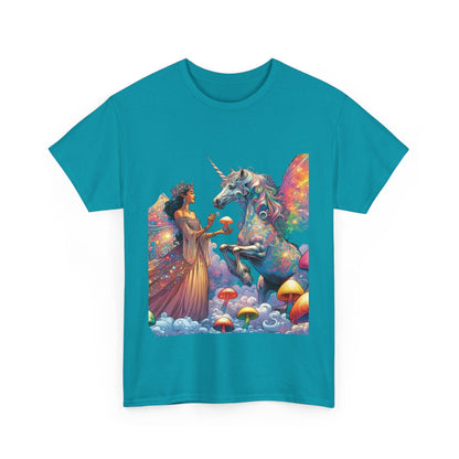 Graphic Tee - Fairy feeding a magical unicorn in the forest - Psychonaut Swag