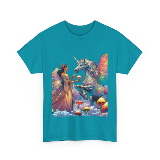 Graphic Tee - Fairy feeding a magical unicorn in the forest - Psychonaut Swag
