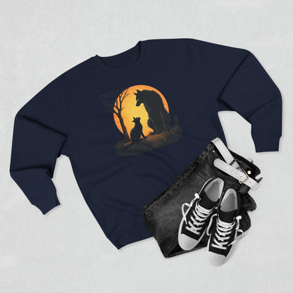 Wolf and Cat Sunset Crewneck Sweatshirt