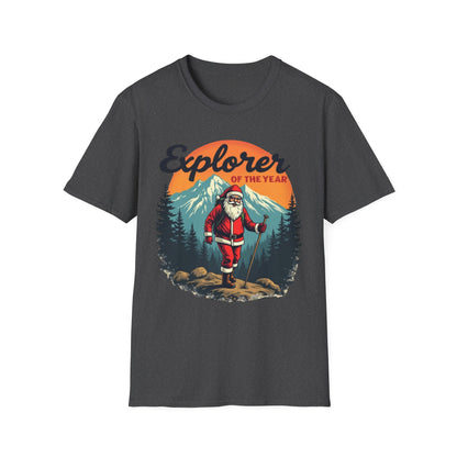 Explorer of the Year T-Shirt — Santa Hiker Vintage Outdoor Christmas Tee
