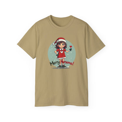 Nurse Christmas Tee — "Merry Nursemas!" Holiday Nurse T-Shirt