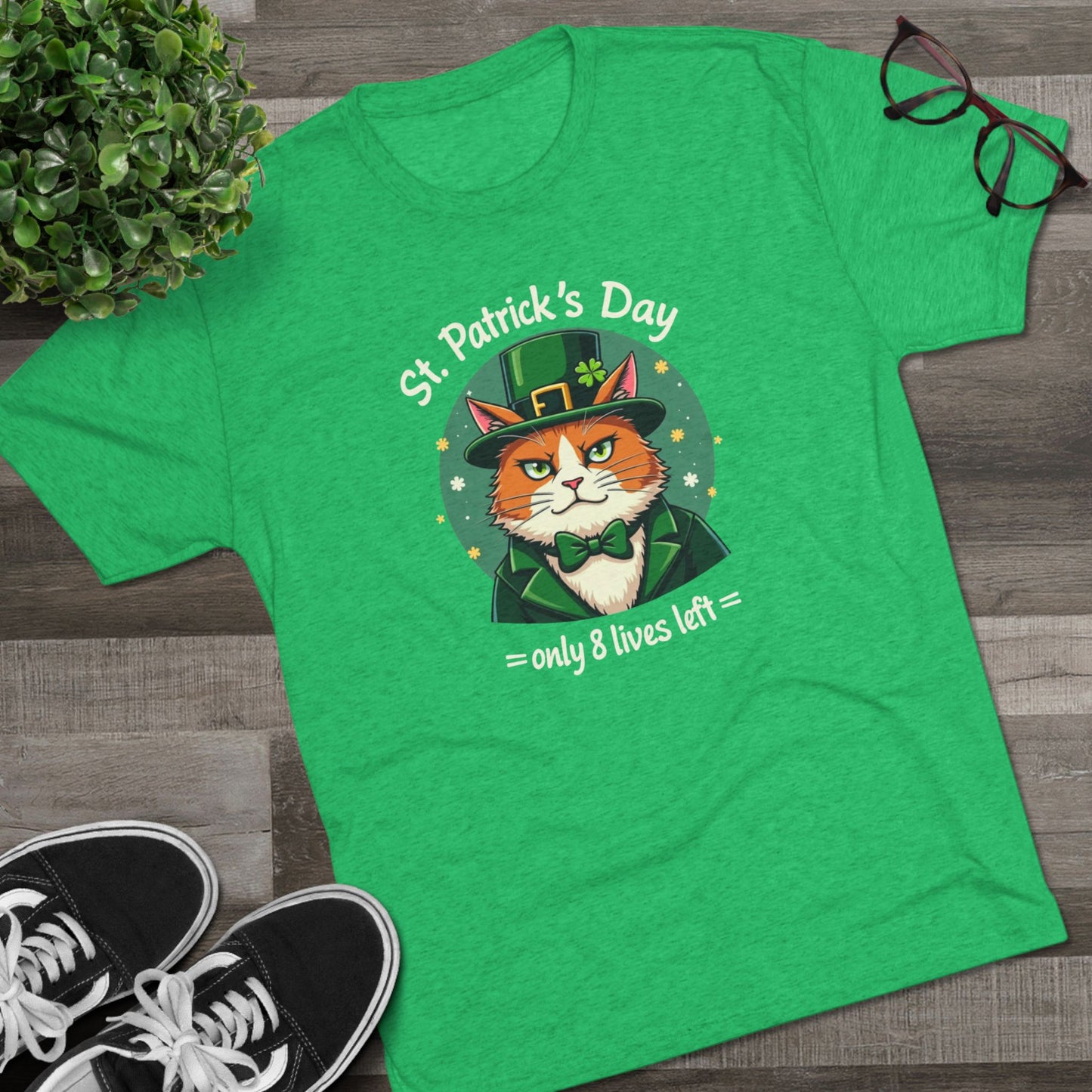 St. Patrick’s Day Cat Tee — “Only 8 Lives Left” Funny Irish Holiday Shirt