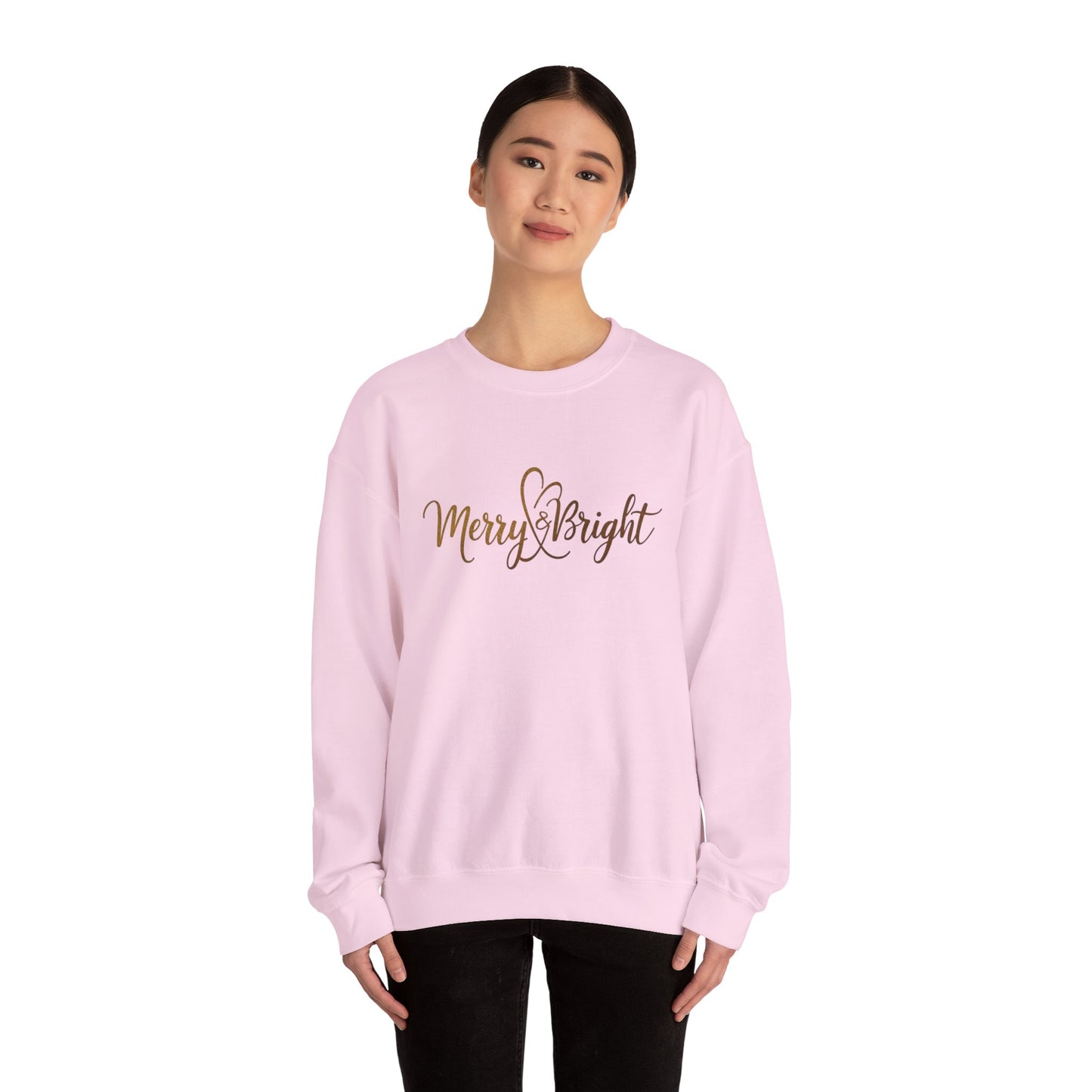 Merry & Bright Crewneck Sweatshirt – Gold Script Holiday Pullover