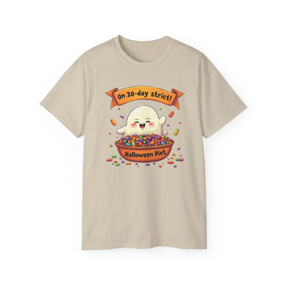Funny Halloween Diet, Unisex Tee, Cute Ghost Humor Shirt, Gift for Halloween Lovers, Halloween Diet T-Shirt, Spooky Season Apparel