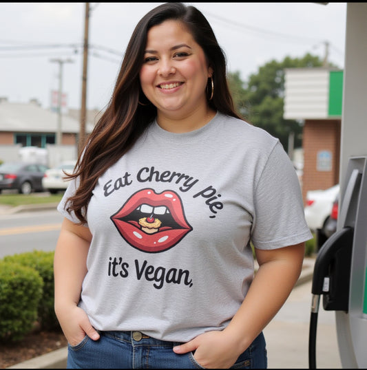Vegan Cherry Pie Graphic Tee for Food Lovers - Psychonaut Swag