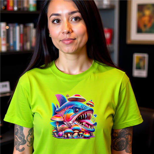 Piranha with Shrooms, Unisex Softstyle T-Shirt - Psychonaut Swag