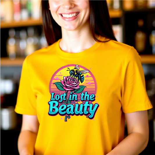 Lost in the Beauty Unisex Tee - Floral Graphic Short Sleeve Shirt - Psychonaut Swag