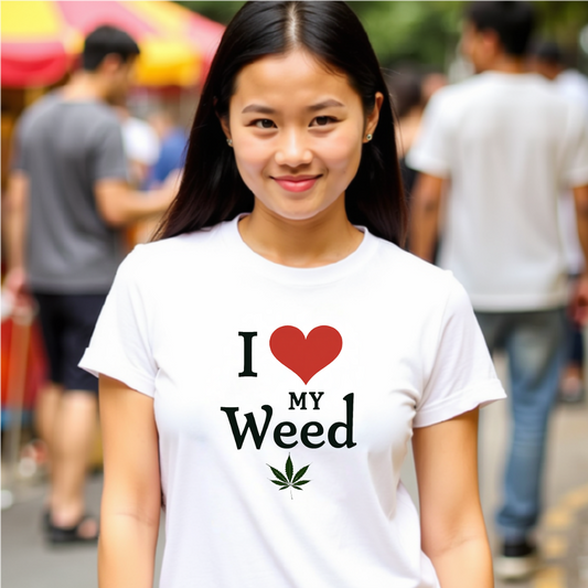 I Love My Weed Unisex T-Shirt, Cannabis Lover Gift, Stoner Humor Tee, Chill Outfit, Funny Gardening Shirt - Psychonaut Swag