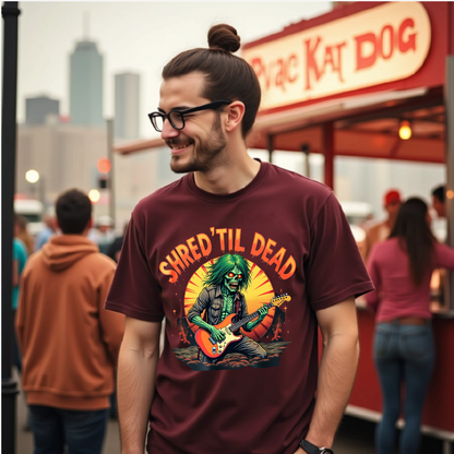 Rockin' Shred'Til Dead T-Shirt | Music Lover Gift, Concert Tee, Graphic Tee, Chill Vibes, Unique Band Merchandise - Psychonaut Swag