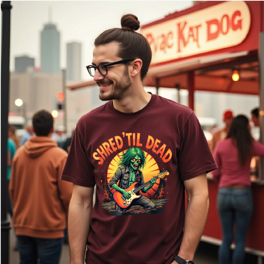 Rockin' Shred'Til Dead T-Shirt | Music Lover Gift, Concert Tee, Graphic Tee, Chill Vibes, Unique Band Merchandise - Psychonaut Swag