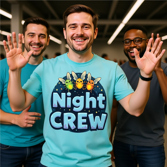 Night Crew Unisex Heavy Cotton Tee, Comfortable Graphic Tee, Great for Parties, Casual Wear, Gift for Friends, Summer Events - Psychonaut Swag