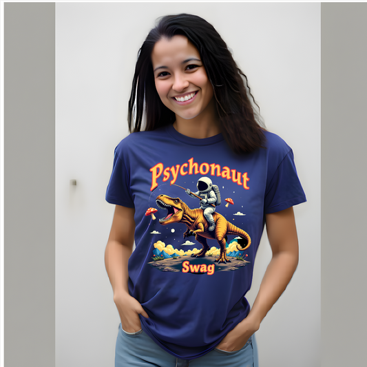 Psychonaut T-Rex Tee - Cool Retro Unisex Jersey Short Sleeve Shirt, Perfect for Gifts, Festivals, and Everyday Wear - Psychonaut Swag